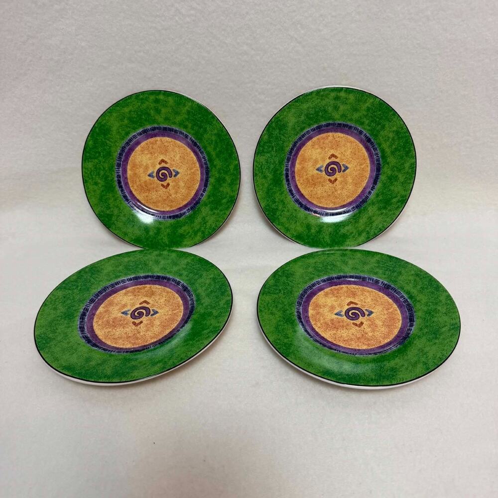 Vintage 90s Sango Karma Pattern #4895 Saucers Plates Set of 4 MCM Geometric
